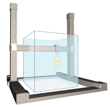A glass cube with metal legs

AI-generated content may be incorrect.